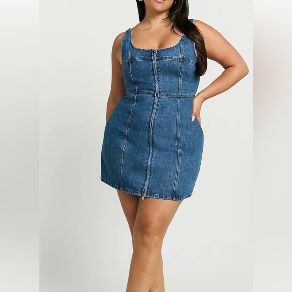 Showpo Blue Denim Mini Body Con Dress - Picture 2 of 3